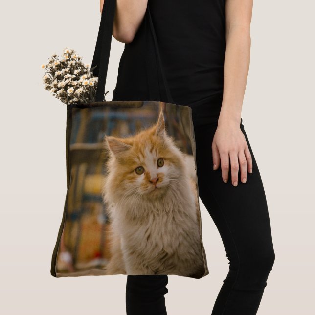 Personalized Pet Cat Photo All Over Print Tote Bag (Close Up)