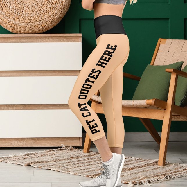 Personalized Pet Cat Quotes On Black Peach Capri Leggings (Creator Uploaded)