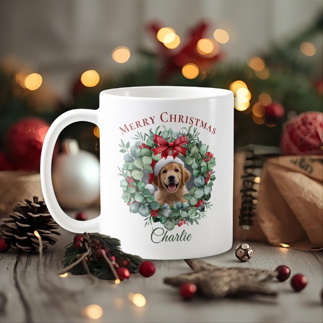 Personalized Pet Christmas Mug with Wreath & Name (Créateur téléchargé)
