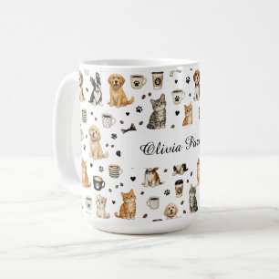 Personalized Pet & Coffee Pattern Custom Name Mug