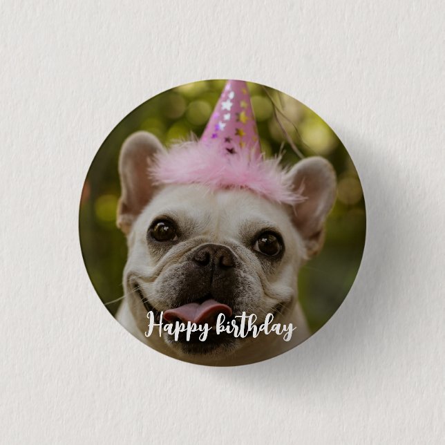 Personalized pet dog birthday  1 Inch Round Button (Front)