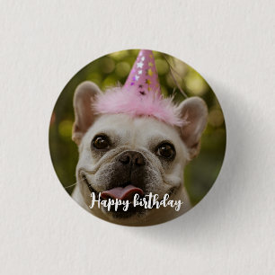  Personalized pet dog birthday  1 Inch Round Button