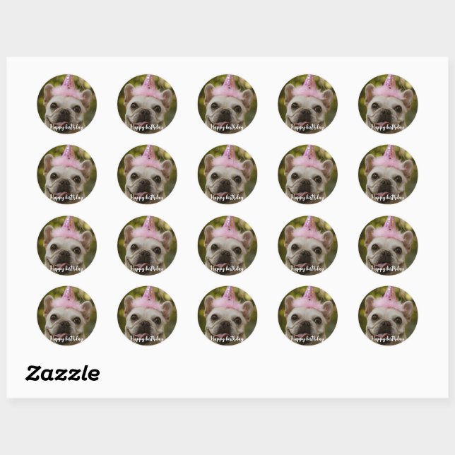  Personalized pet dog birthday  Classic Round Sticker (Sheet)