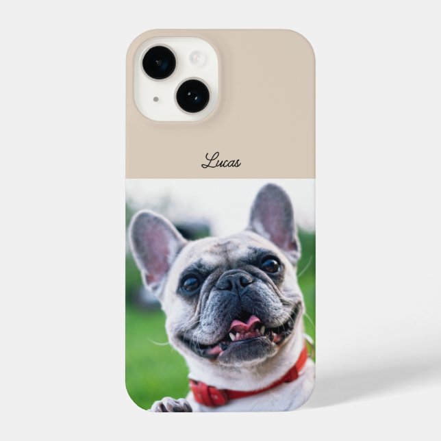 Personalized Pet Dog Cat Photo & Name iPhone Case (Back)