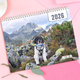Personalized Pet Dog Cat Watercolor 2026 Photo  Calendar