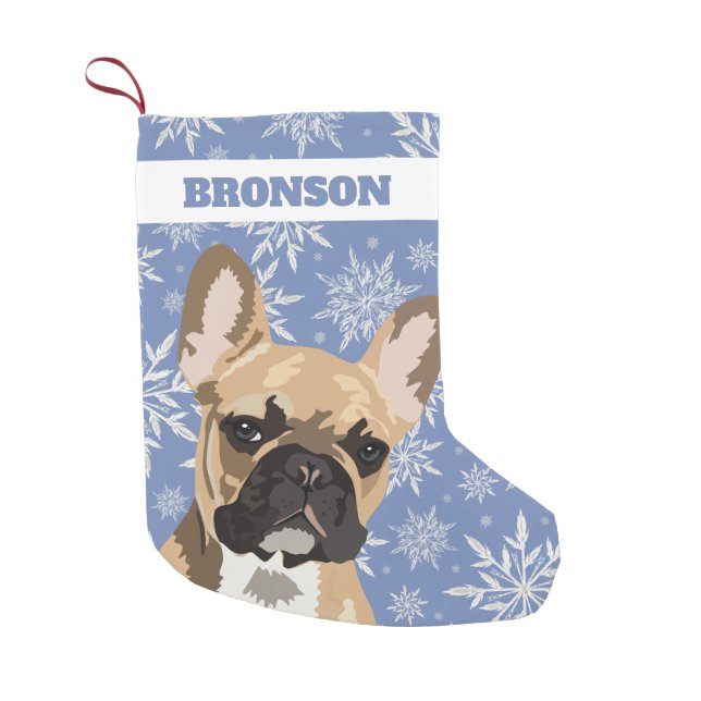 Personalized Pet Dog | Fawn French Bulldog Gift Small Christmas Stocking (Front)