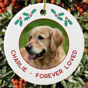 Personalized Pet Dog Memorial Christmas Photo Ceramic Ornament