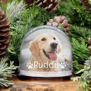 Personalized Pet Dog Name and Photo Custom Snowglobe