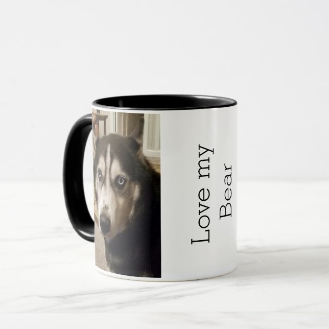 Personalized Pet Dog Photo Black White Custom Mug (Front Left)