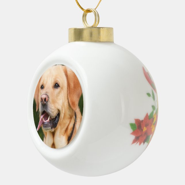 Personalized Pet  Dog Photo Ceramic Ball Christmas Ornament (Right)