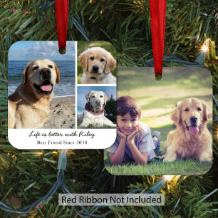 Personalized Pet Dog Photo Collage Metal Ornament