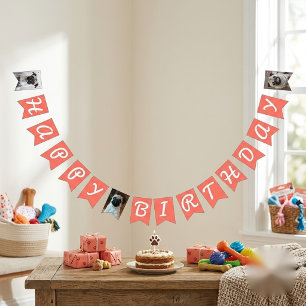Personalized Pet Dog Photo Happy Birthday Bunting Flags