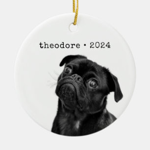 Personalized Pet Dog Photo Name Keepsake Christmas Ceramic Ornament