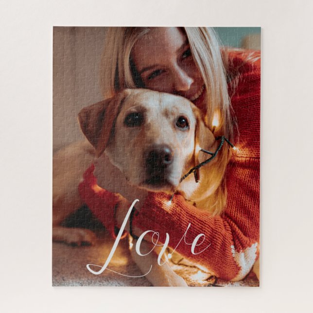Personalized Pet Dog Photo Script Jigsaw Puzzle (Vertical)