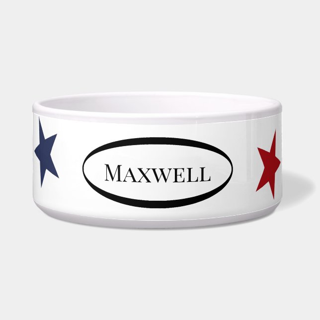 Personalized Pet Food Bowl with Stars - HAMbWG (Front)