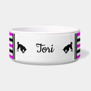 Personalized Pet Food Bowl with Stripes - HAMbWG