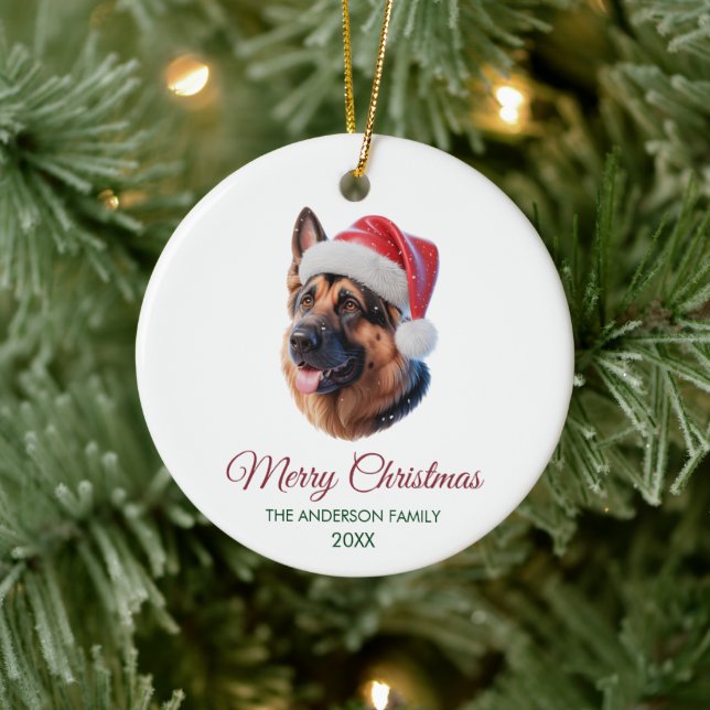 Personalized Pet German Shepherd Christmas  Ceramic Ornament (Tree)