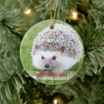 Personalized Pet Hedgehog Photo Christmas Tree Ceramic Ornament<br><div class="desc">The perfect (double-sided) keepsake ornament for anyone who has a pet hedgehog or loves animal. Easily upload your hedgehog's photo (or any pet or person's photo) and add his name and year to create a special one-of-a-kind ornament. A gift that will be treasured by kids and adult animal lovers for...</div>