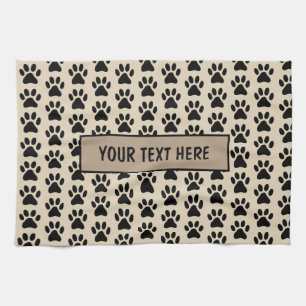 Personalized pet kitchen towel with dog paw prints