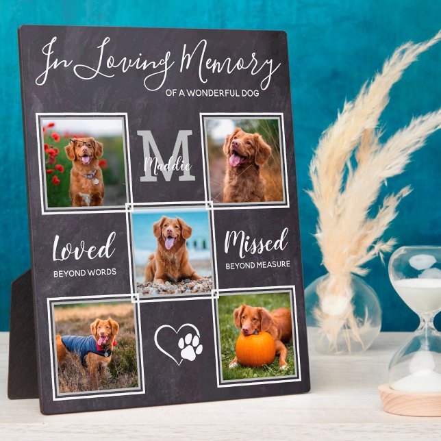 Personalized Pet Loss 5 Photo Dog Memorial Plaque (Creator Uploaded)