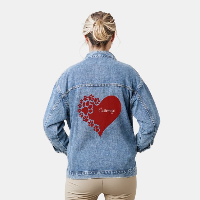 Personalized Pet Love Heart Denim Jacket (Model)
