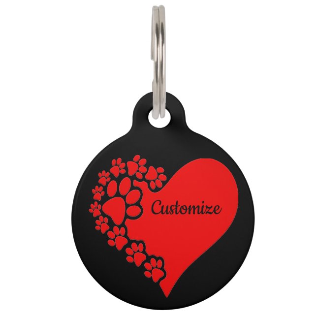 Personalized Pet Love Heart Pet Tag (Front)