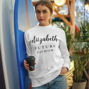Personalized Pet Lover Black Script Name Cat Mom Sweatshirt