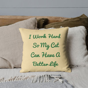 Personalized Pet Lover Cute Cat Funny Quote Beige Throw Pillow