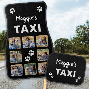 Personalized Pet Lover Dog Taxi Photo Collage Car Mat