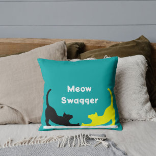 Personalized Pet Lover Funny Cat Quote On Blue Throw Pillow