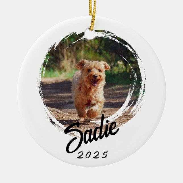 Personalized Pet Lover Gift - Custom Photo & Name Ceramic Ornament (Front)