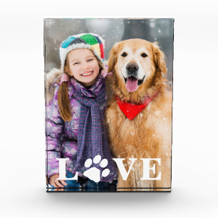 Personalized Pet Lover Love Paw Print Dog Lover Photo Block