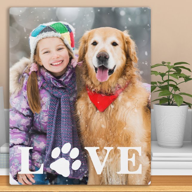 Personalized Pet Lover Love Paw Print Dog Photo Plaque (Creator Uploaded)