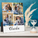 Personalized Pet Lover Photo Collage Dog Plaque<br><div class="desc">Celebrate your best friend with a custom pet photo collage plaque. When you have so many fun memories and photos, one photo isn't enough . Our dog photo display has 4 photos and a name to personalize . Whether you have a new puppy, or to memorialize all the special moments...</div>