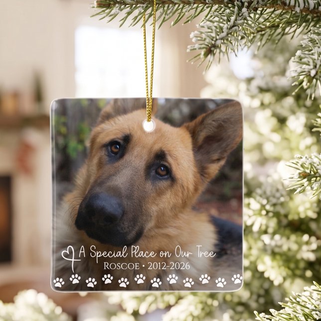 Personalized Pet Memorial Christmas Ceramic Ornament (Creator Uploaded)