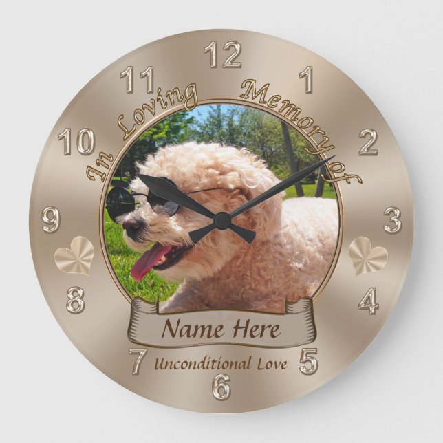 Personalized Pet Memorial Gifts Name, Photo Clock (Front)