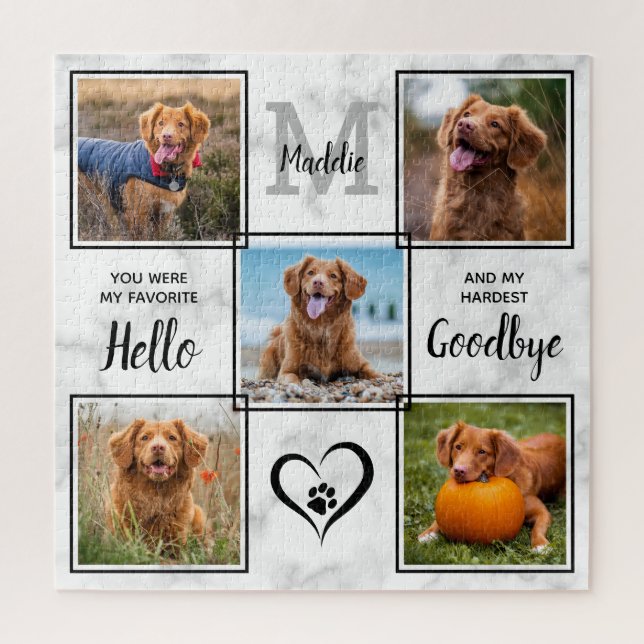 Personalized Pet Memorial Keepsake 5 Photo Collage Jigsaw Puzzle (Vertical)