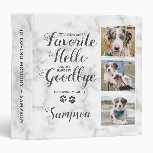 Personalized Pet Memorial Keepsake Photo Album Binder (Front/Spine)