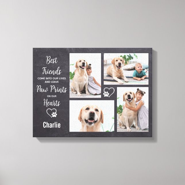 Personalized Pet Memorial Keepsake Photo Collage Canvas Print (Front)