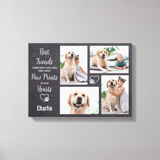 Personalized Pet Memorial Keepsake Photo Collage Canvas Print (Front)