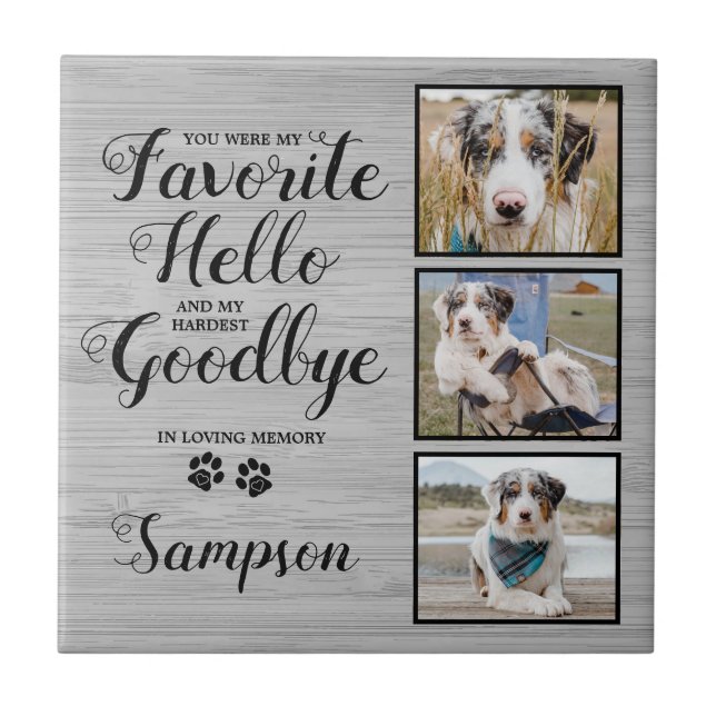 Personalized Pet Memorial Keepsake Photo Tile (Front)