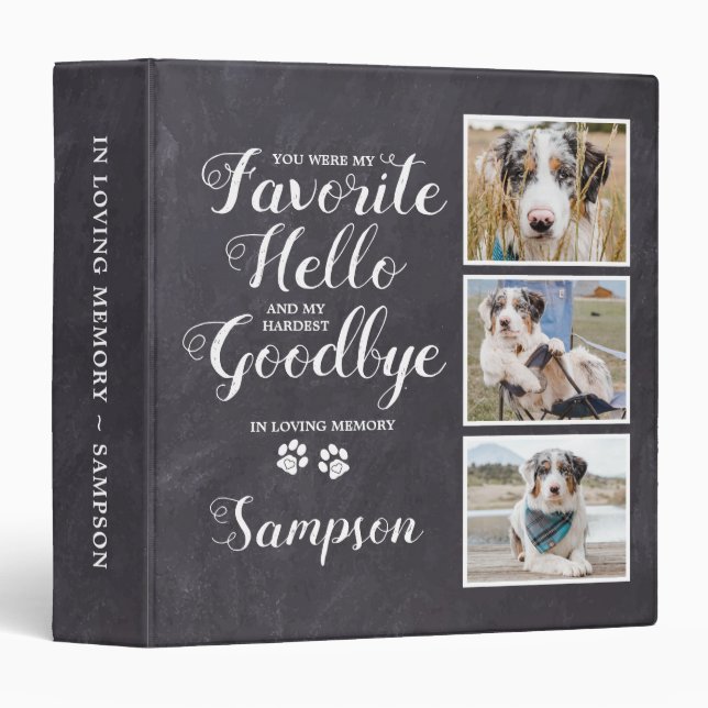 Personalized Pet Memorial Pet Loss Dog Photo Album Binder (Front/Spine)