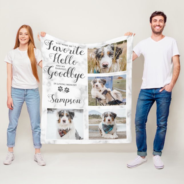 Personalized Pet Memorial Photo Collage Fleece Blanket (In Situ)