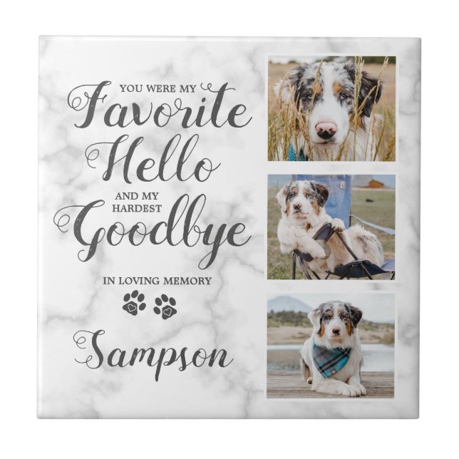 Personalized Pet Memorial Photo Collage Tile (Front)
