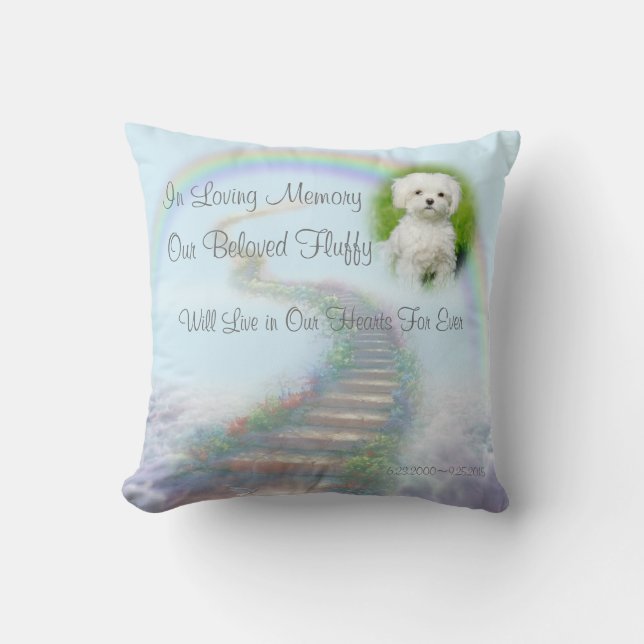 Personalized Pet Memorial Stairway to Heaven Throw Pillow (Front)