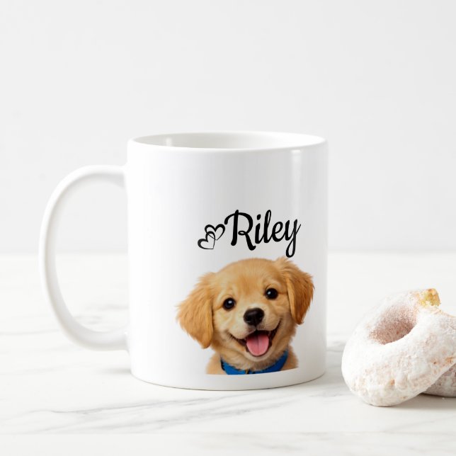 Personalized Pet Mug with Name,Custom Dog Coffee (With Donut)