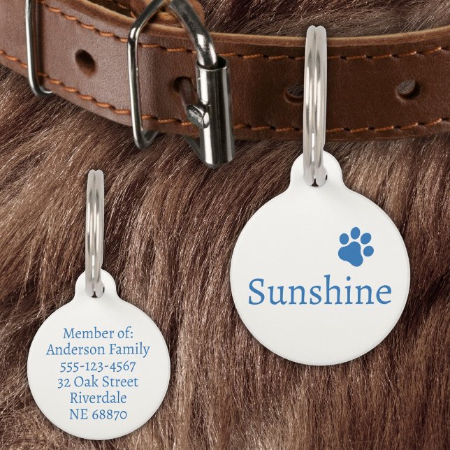 Personalized Pet Name & Address (blue) Pet Tag (Creator Uploaded)