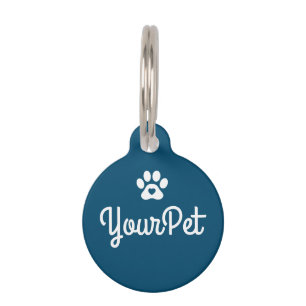 Personalized Pet Name & Address Tag Dog Paw Blue