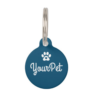 Personalized Pet Name & Address Tag Dog Paw Blue