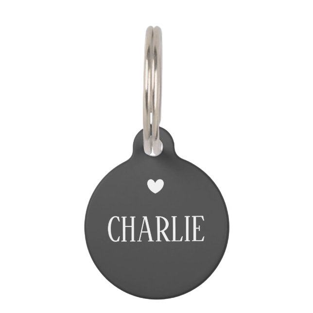 Personalized Pet Name & Address Tag Grey (Front)